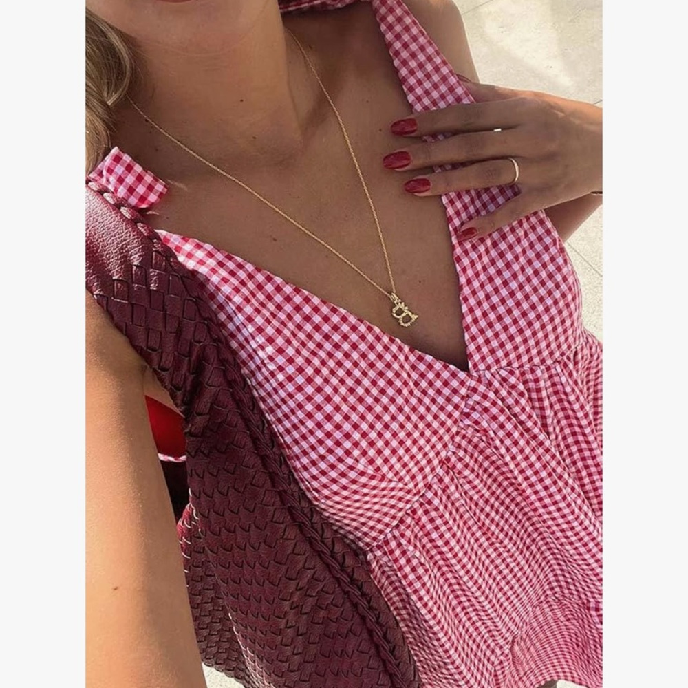 Chic Red Gingham Mini Dress